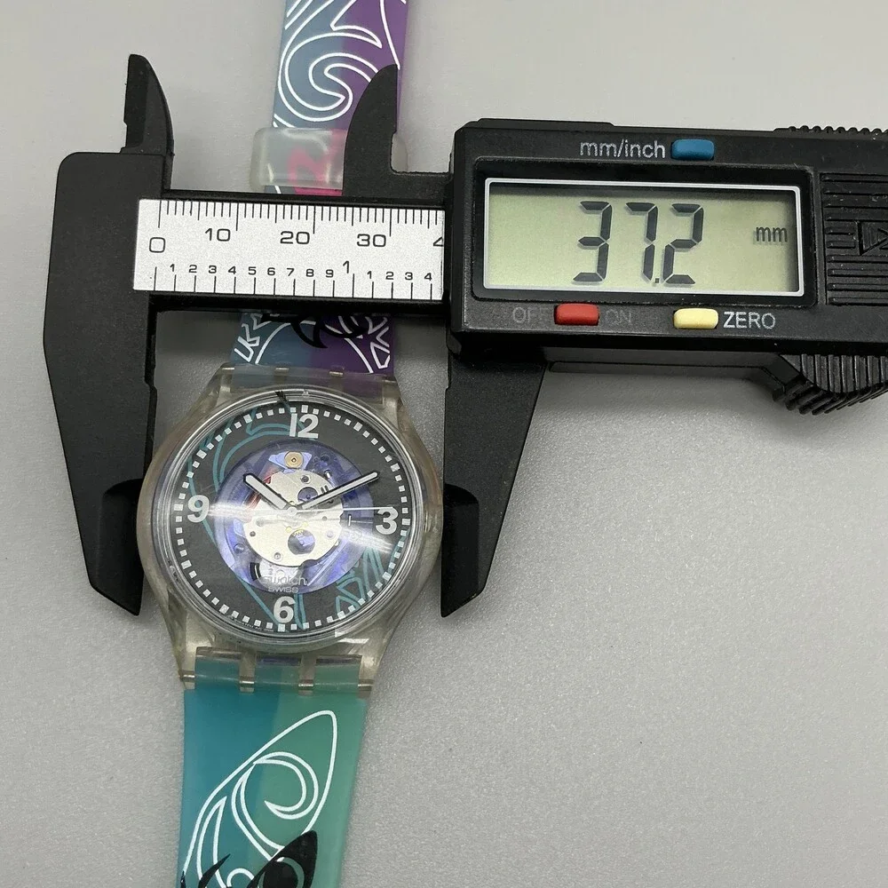 Swatch Sunray Glam SUOZ148 Womens Watch 37mm Black Blue Multicolor New Battery